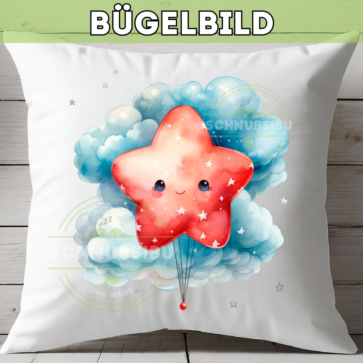 Bügelbild Stern rot
